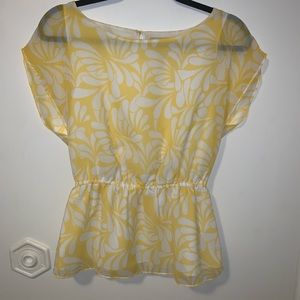 Banana Republic Yellow and White Sheer Top w/Liner